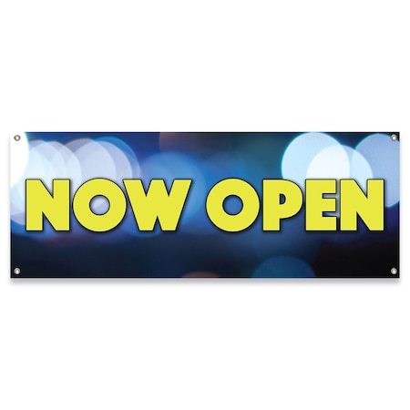Signmission Now Open Banner Concession Stand Food Truck Single Sided B-30118